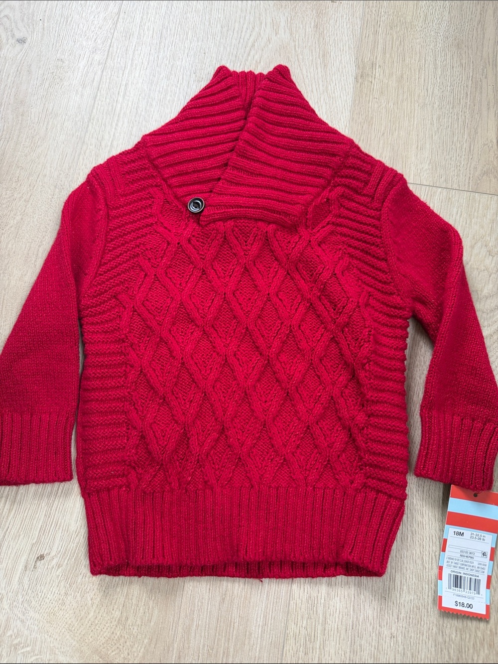 Cat & Jack Red Cable Knit Sweater 18m